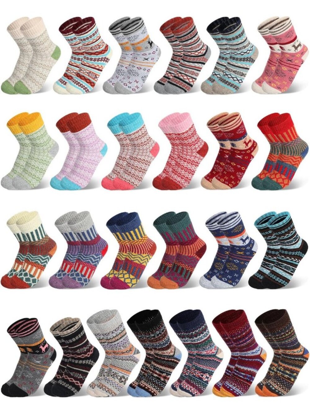 Ficerd 25 Pairs Winter Women Wool Socks Bulk Warm Holiday Gifts